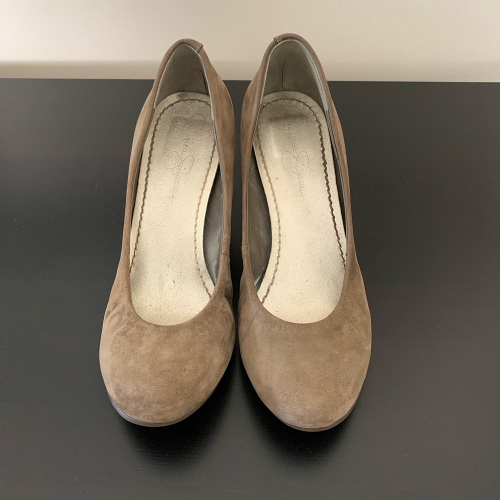 Jessica Simpson Suede Stacked Wood Wedges